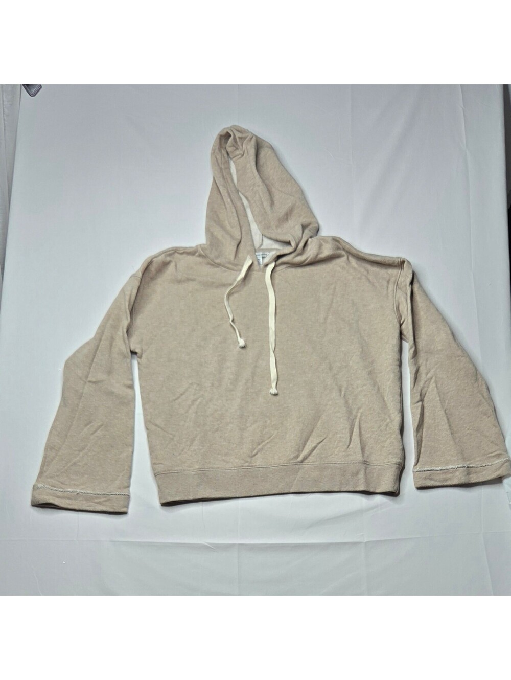 American Eagle Cropped Oversized Hoodie L Beige Knit Wide Sleeve NWOT